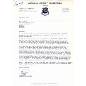 FRANK TYSON (NORTHAMPTONSHIRE & ENGLAND) SIGNED LETTER