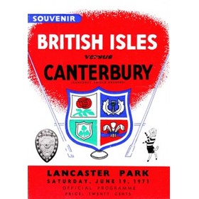 CANTERBURY V BRITISH ISLES 1971 RUGBY PROGRAMME