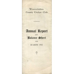 WARWICKSHIRE CCC ANNUAL REPORT & BALANCE SHEET 1942 