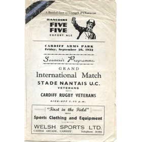 CARDIFF RUGBY VETERANS V STADE NANTAIS U.C. VETERANS 1952