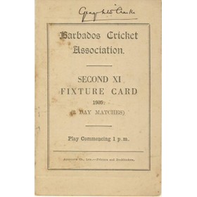 BARBADOS CRICKET SEASON 1935 (SECOND XI FIXTURE CARD)