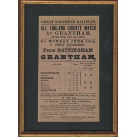 ALL ENGLAND ELEVEN 1870 RAILWAY HANDBILL