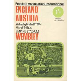 ENGLAND V AUSTRIA 1965 FOOTBALL PROGRAMME
