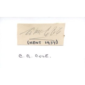 COLIN COLE (KENT) CRICKET AUTOGRAPH