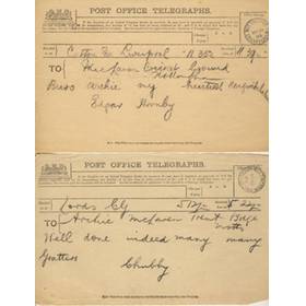 ARCHIE MACLAREN TELEGRAMS 1905 (HIGHEST TEST SCORE OF 140) - ENGLAND V AUSTRALIA  AT TRENT BRIDGE