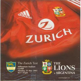 BRITISH ISLES V ARGENTINA 2005 RUGBY PROGRAMME