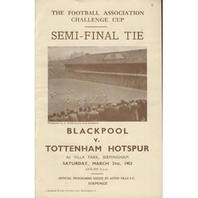 BLACKPOOL V TOTTENHAM HOTSPUR 1953 (F.A. CUP SEMI-FINAL) FOOTBALL PROGRAMME