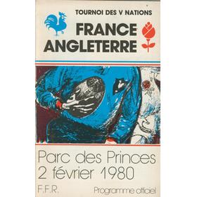FRANCE V ENGLAND 1980 RUGBY PROGRAMME (ENGLAND GRAND SLAM SEASON)