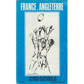 FRANCE V ENGLAND 1982 RUGBY UNION PROGRAMME