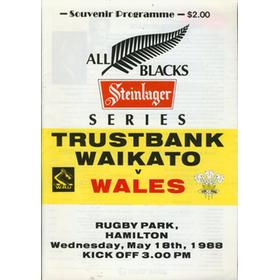 WAIKATO V WALES 1988 RUGBY PROGRAMME