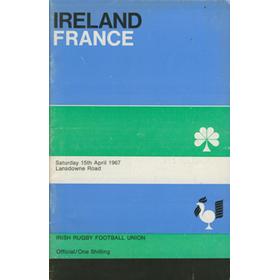 IRELAND V FRANCE 1967 RUGBY UNION PROGRAMME