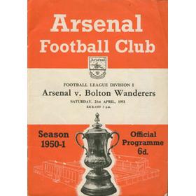 ARSENAL V BOLTON WANDERERS 1951 FOOTBALL PROGRAMME