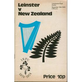 LEINSTER V NEW ZEALAND 1974 RUGBY UNION PROGRAMME