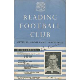 READING V MILLWALL 1952 FOOTBALL PROGRAMME (SIGNED BY RON BLACKMAN)