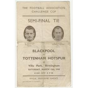 BLACKPOOL V TOTTENHAM HOTSPUR 1948 (FA CUP SEMI-FINAL) PROGRAMME