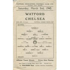 WATFORD V CHELSEA 1944-45 FOOTBALL PROGRAMME