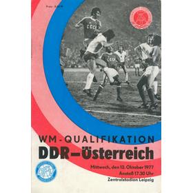  EAST GERMANY V AUSTRIA 1977 FOOTBALL PROGRAMME