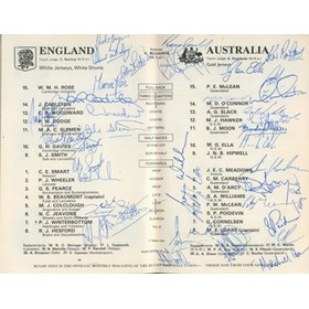ENGLAND V AUSTRALIA 1982 SIGNED RUGBY PROGRAMME