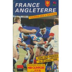 FRANCE V ENGLAND 1996 RUGBY UNION PROGRAMME