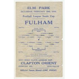 READING V FULHAM 1944 FOOTBALL PROGRAMME