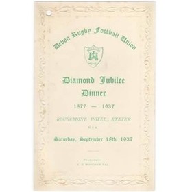 DEVON RUGBY FOOTBALL UNION 1937 DINNER MENU