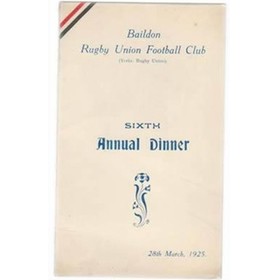 BAILDON RFC 1925 RUGBY MENU CARD