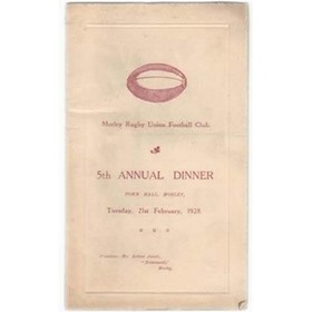 MORLEY R.U.F.C. 1928 RUGBY MENU CARD