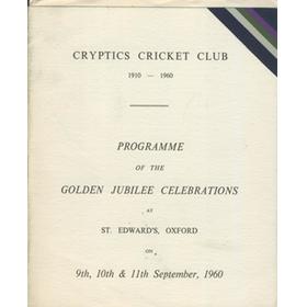 CRYPTICS CRICKET CLUB 1960 - GOLDEN JUBILEE CELEBRATIONS PROGRAMME