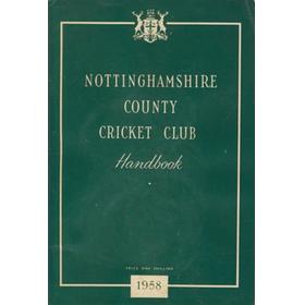 NOTTINGHAMSHIRE COUNTY CRICKET CLUB HANDBOOK 1958