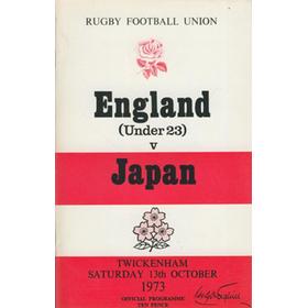 ENGLAND (UNDER 23) v JAPAN 1973 RUGBY PROGRAMME