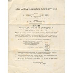 FILEY GOLF CLUB 1932 ACCOUNTS & BALANCE SHEET