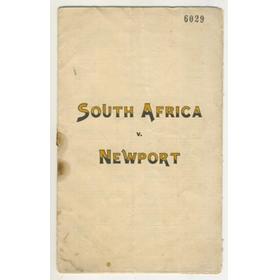 NEWPORT V SOUTH AFRICA 1931 RUGBY PROGRAMME