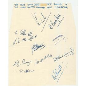 DEVON COUNTY CRICKET CLUB 1954 SIGNED SHEET