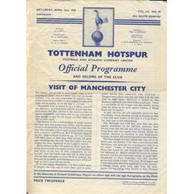 TOTTENHAM HOTSPUR V MANCHESTER CITY 1959-60 FOOTBALL PROGRAMME