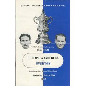 BOLTON WANDERERS V EVERTON 1953 F.A. CUP SEMI-FINAL FOOTBALL PROGRAMME