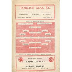 HAMILTON ACADEMICALS V ALBION ROVERS 1959-60 FOOTBALL PROGRAMME
