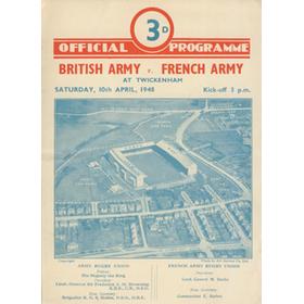 BRITISH ARMY V FRENCH ARMY 1948 RUGBY UNION PROGRAMME