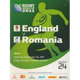 ENGLAND V ROMANIA 2011 RUGBY WORLD CUP PROGRAMME