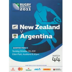 NEW ZEALAND V ARGENTINA 2011 RUGBY WORLD CUP QUARTER-FINAL PROGRAMME