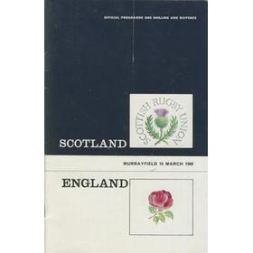 SCOTLAND V ENGLAND 1968 RUGBY PROGRAMME