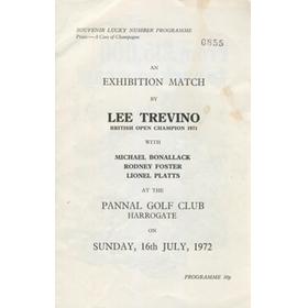 LEE TREVINO EXHIBITION MATCH (PANNAL GOLF CLUB) 1972 GOLF PROGRAMME
