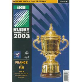FRANCE V FIJI 2003 (WORLD CUP) RUGBY PROGRAMME