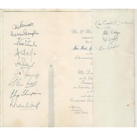 DON BENNETT (MIDDLESEX & ARSENAL) 1955 WEDDING INVITATION - MULTI SIGNED