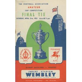 BISHOP AUCKLAND V PEGASUS 1951 AMATEUR CUP FINAL FOOTBALL PROGRAMME