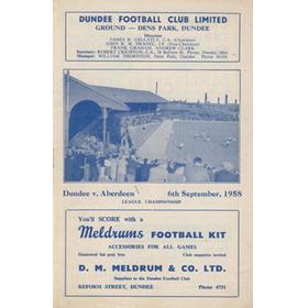 DUNDEE V ABERDEEN 1958-59 FOOTBALL PROGRAMME