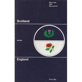 SCOTLAND V ENGLAND 1978 RUGBY UNION PROGRAMME