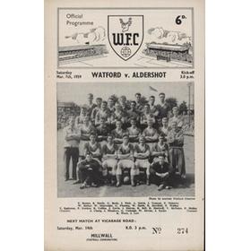 WATFORD V ALDERSHOT TOWN 1958-59 FOOTBALL PROGRAMME