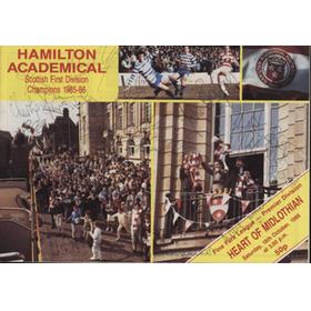 HAMILTON ACADEMICAL V HEARTS 1986-87 FOOTBALL PROGRAMME - SIGNED BY ACCIES