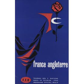 FRANCE V ENGLAND 1964 RUGBY PROGRAMME