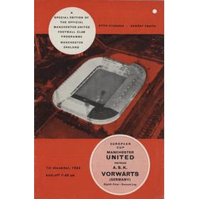 MANCHESTER UNITED V A.S.K. VORWARTS 1965-66 (EUROPEAN CUP) FOOTBALL PROGRAMME